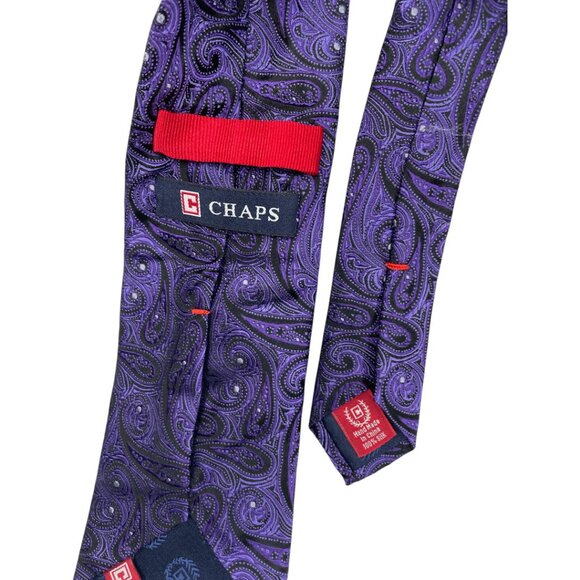 Chaps Vintage Tie 100% Silk Purple Paisley Print Ralph Lauren - Picture 4 of 6
